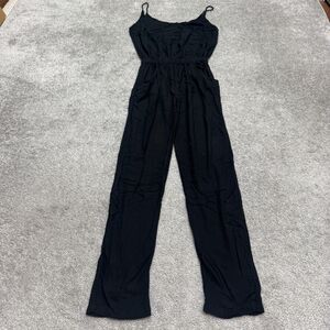 Mikoh Jumpsuit Womens 1 Small Black Spagahti Strap Pockets Rayon Casual Elastic
